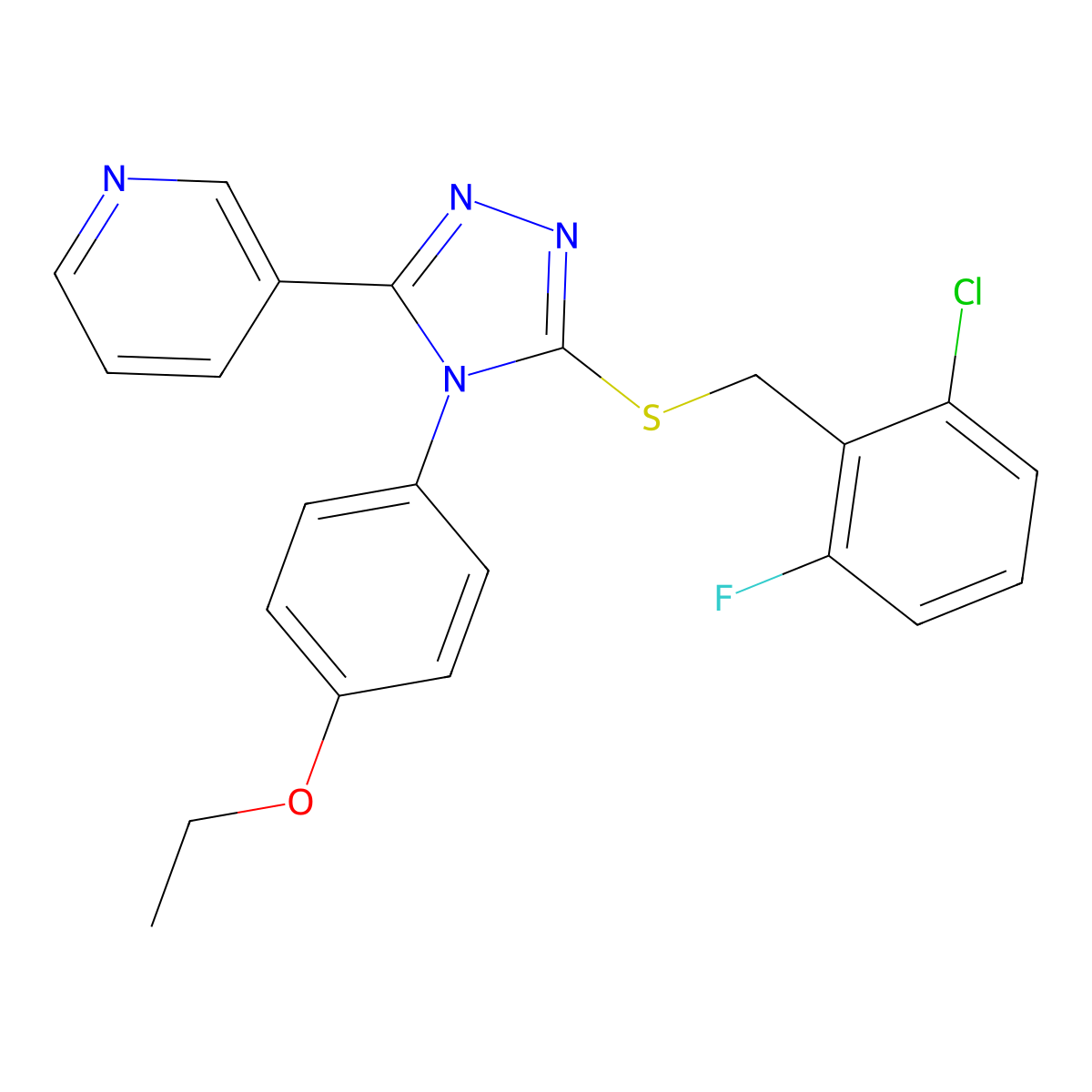 3-[5-[(2-chloro-6-fluorobenzyl)sulfanyl]-4-(4-ethoxyphenyl)-4H-1,2,4-triazol-3-yl]pyridine molecular structure, CAS 761407-67-4
