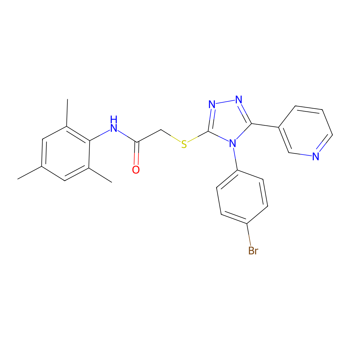 2-((4-(4-BR-PH)-5-(3-Pyridinyl)-4H-1,2,4-triazol-3-YL)thio)-N-mesitylacetamide molecular structure, CAS 761409-60-3