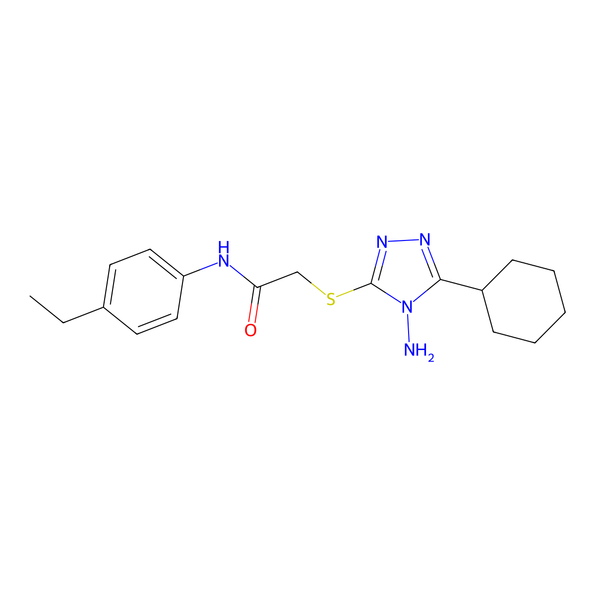 2-[(4-amino-5-cyclohexyl-4H-1,2,4-triazol-3-yl)sulfanyl]-N-(4-ethylphenyl)acetamide molecular structure, CAS 761413-42-7