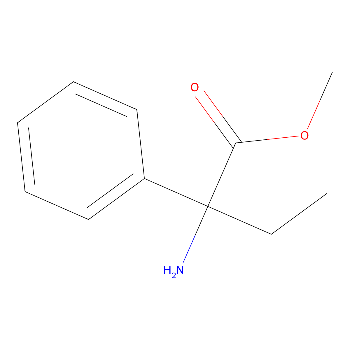 Methyl 2-amino-2-phenylbutanoate molecular structure, CAS 76142-47-7