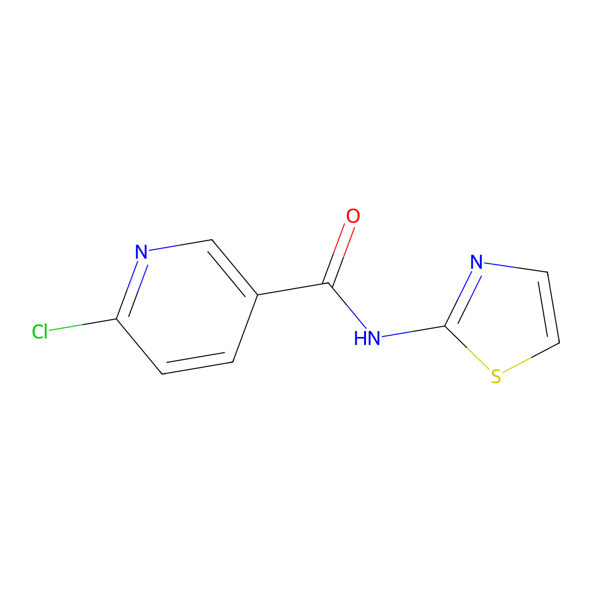 6-chloro-N-(1,3-thiazol-2-yl)pyridine-3-carboxamide molecular structure, CAS 761421-09-4