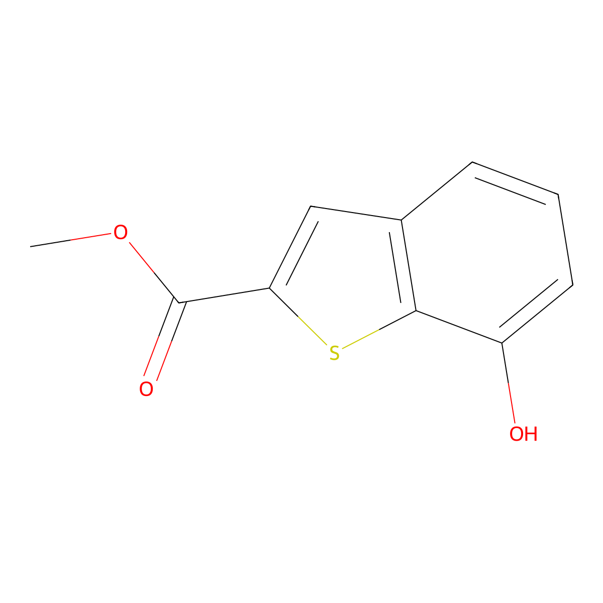 Methyl 7-hydroxy-1-benzothiophene-2-carboxylate molecular structure, CAS 761428-40-4