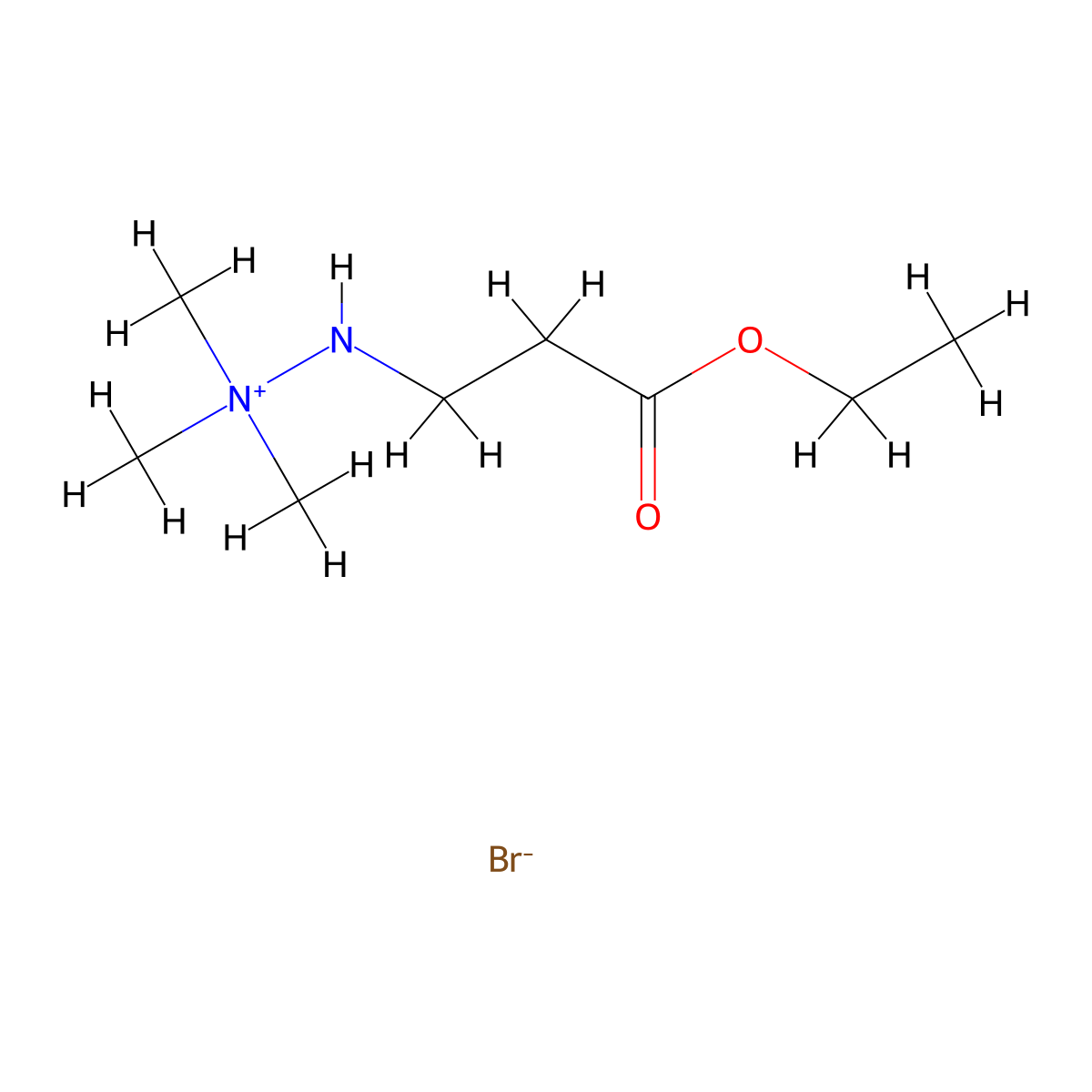 2-(3-Ethoxy-3-oxopropyl)-1,1,1-trimethylhydrazin-1-ium bromide molecular structure, CAS 76144-84-8