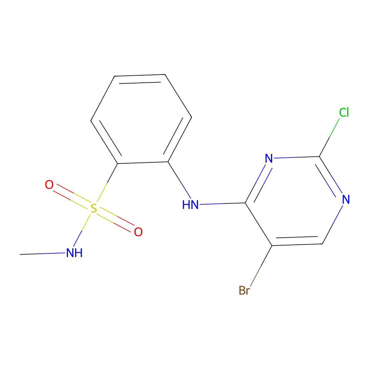 2-(5-bromo-2-chloro-pyrimidin-4-ylamino)-N-methyl-benzenesulfonamide molecular structure, CAS 761440-01-1