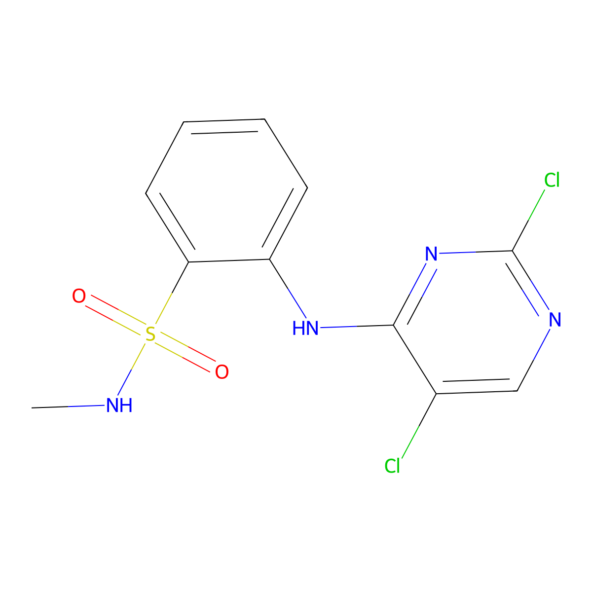 2-((2,5-dichloropyrimidin-4-yl)amino)-N-methylbenzenesulfonamide molecular structure, CAS 761440-11-3