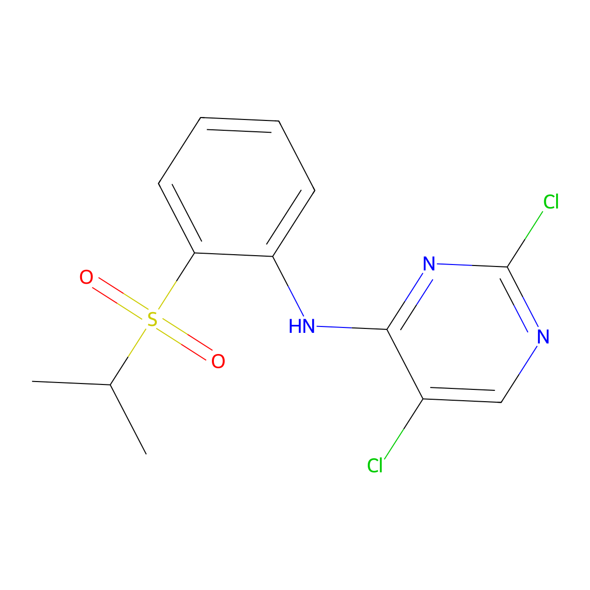 2,5-dichloro-N-(2-((1-methylethyl)sulfonyl)phenyl)-4-pyrimidinamine molecular structure, CAS 761440-16-8