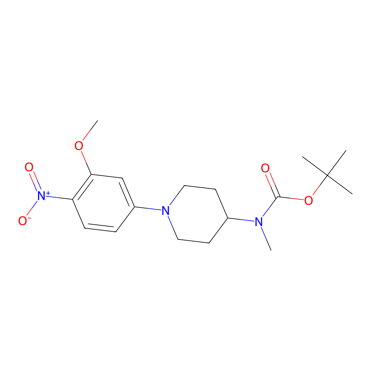 tert-Butyl (1-(3-methoxy-4-nitrophenyl)piperidin-4-yl)(methyl)carbamate molecular structure, CAS 761440-39-5