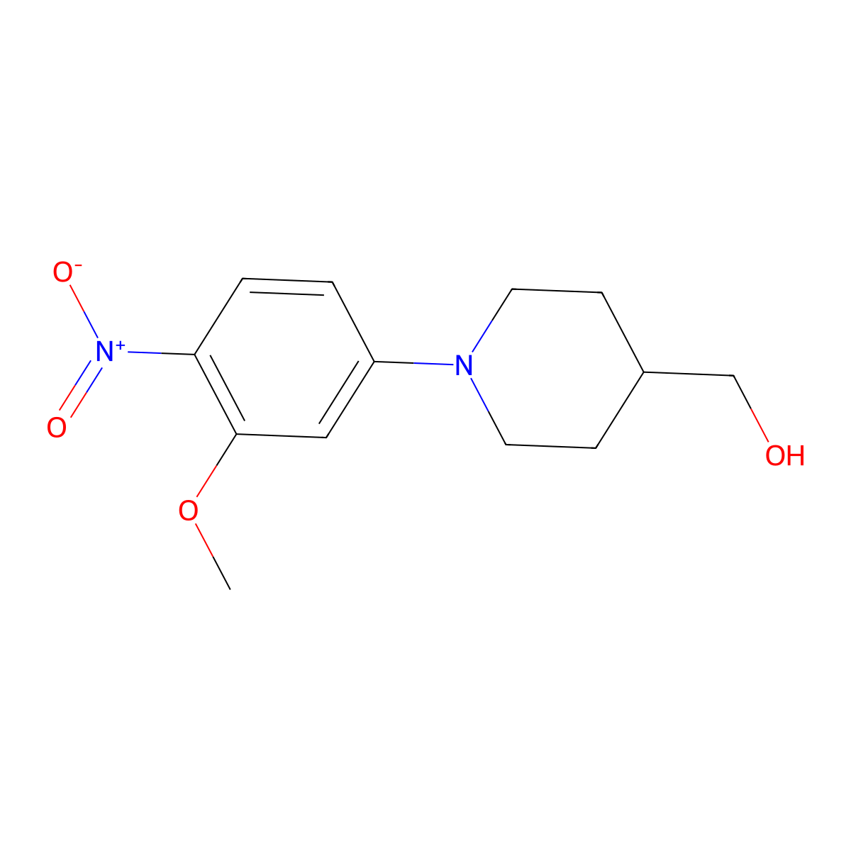 (1-(3-Methoxy-4-nitrophenyl)piperidin-4-yl)methanol molecular structure, CAS 761440-57-7