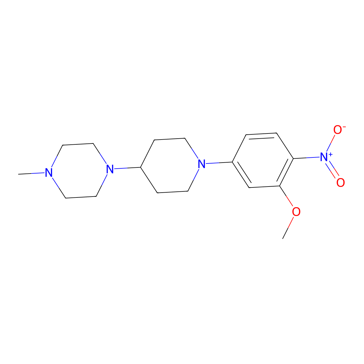 1-(1-(3-Methoxy-4-nitrophenyl)piperidin-4-yl)-4-methylpiperazine molecular structure, CAS 761440-65-7