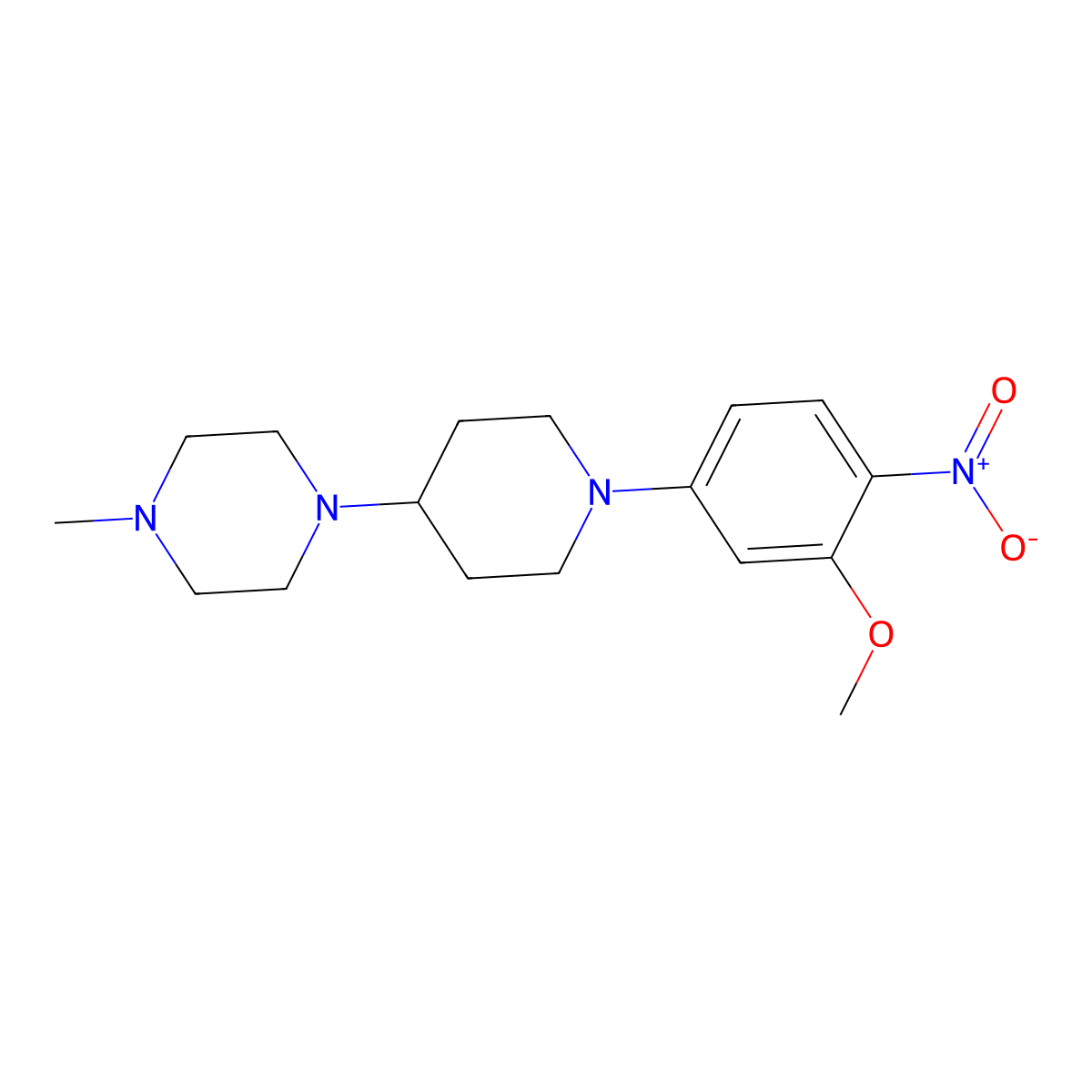 1-(1-(3-Methoxy-4-nitrophenyl)piperidin-4-yl)-4-methylpiperazine molecular structure, CAS 761440-65-7