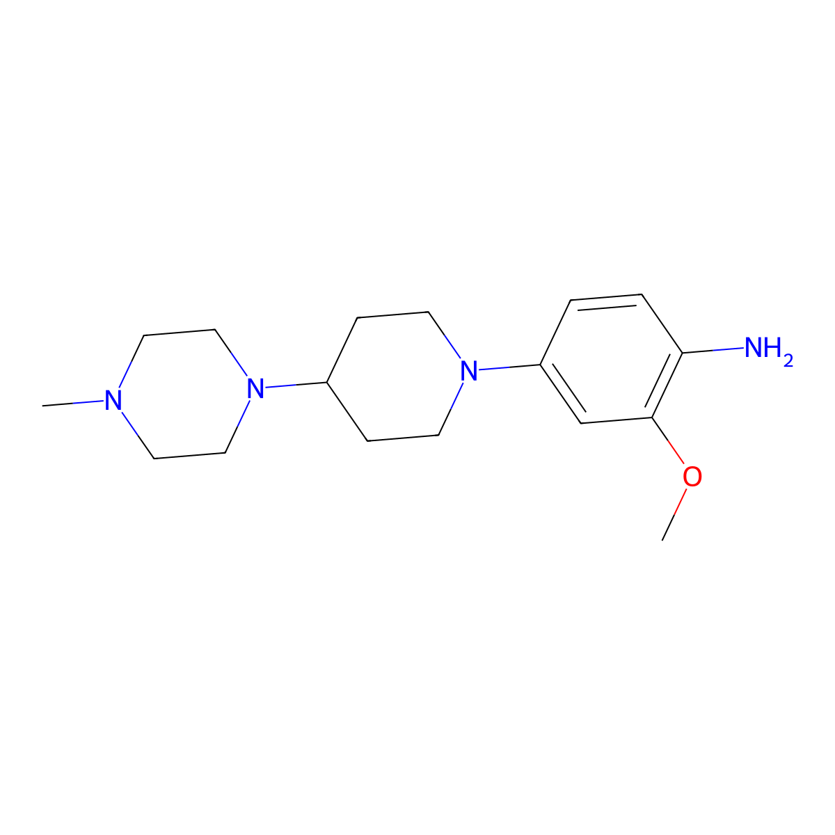 2-Methoxy-4-(4-(4-methylpiperazin-1-yl)piperidin-1-yl)aniline molecular structure, CAS 761440-75-9