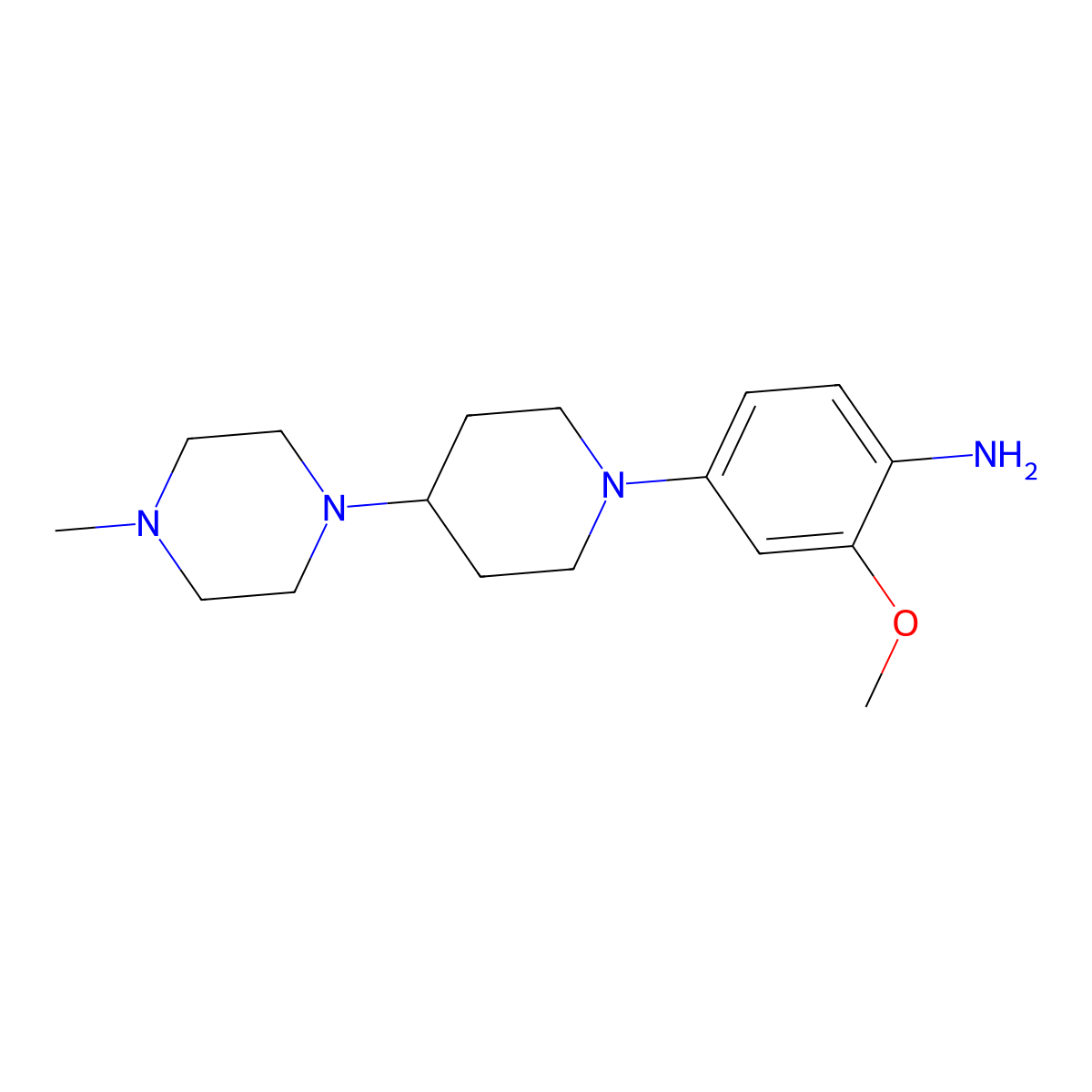 2-Methoxy-4-(4-(4-methylpiperazin-1-yl)piperidin-1-yl)aniline molecular structure, CAS 761440-75-9