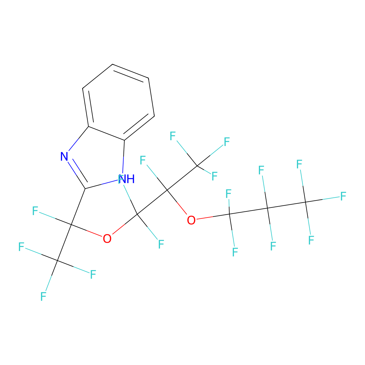 2-{1,2,2,2-Tetrafluoro-1-[1,1,2,3,3,3-hexafluoro-2-(heptafluoropropoxy)propoxy]ethyl}-1H-benzimidazole molecular structure, CAS 76145-90-9