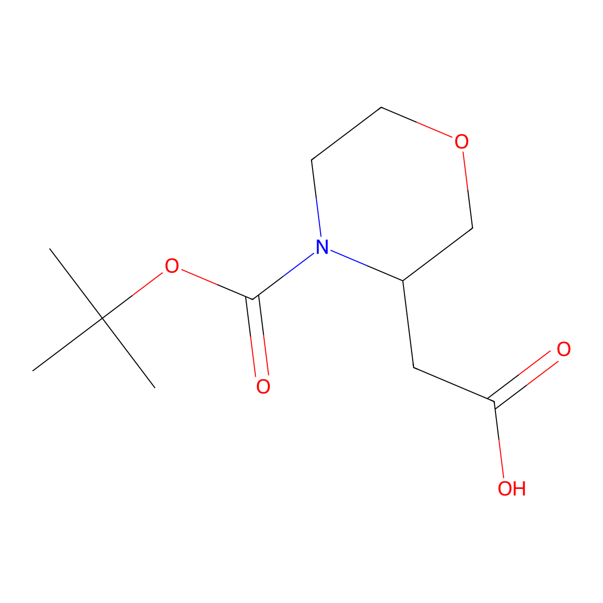 (3R)-4-((1,1-Dimethylethoxy)carbonyl)-3-morpholineacetic acid molecular structure, CAS 761460-03-1