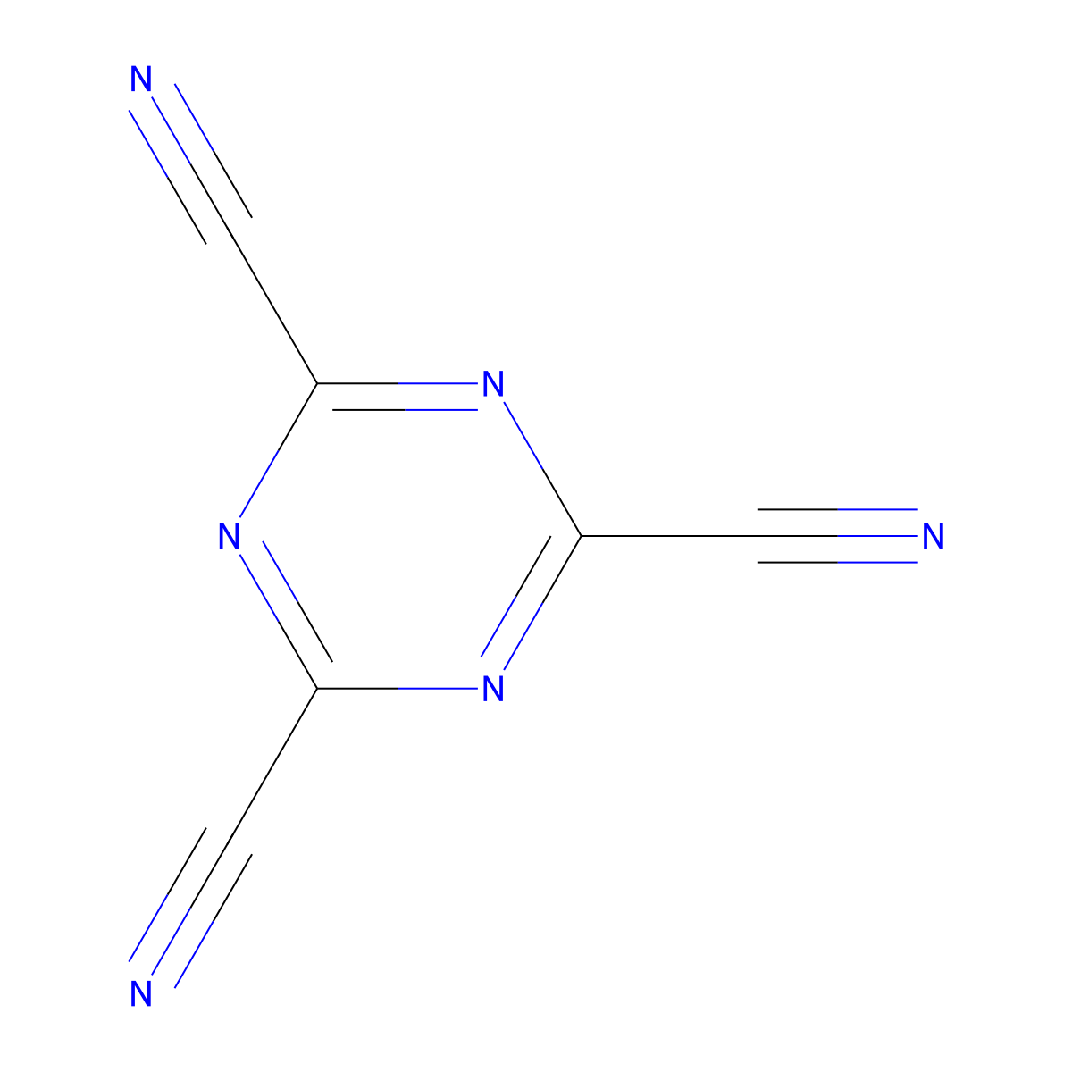 1,3,5-Triazine-2,4,6-tricarbonitrile molecular structure, CAS 7615-57-8