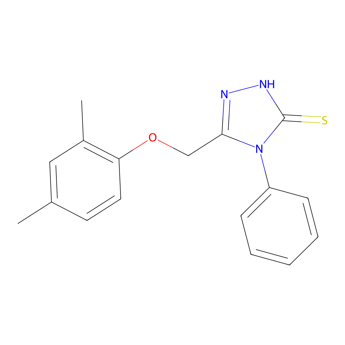 3-[(2,4-dimethylphenoxy)methyl]-4-phenyl-1H-1,2,4-triazole-5-thione molecular structure, CAS 76151-18-3