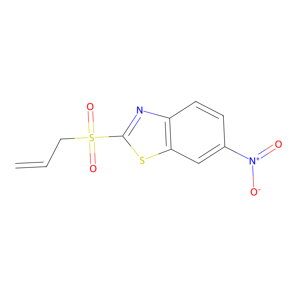 6-Nitro-2-(prop-2-ene-1-sulfonyl)-1,3-benzothiazole molecular structure, CAS 76151-62-7