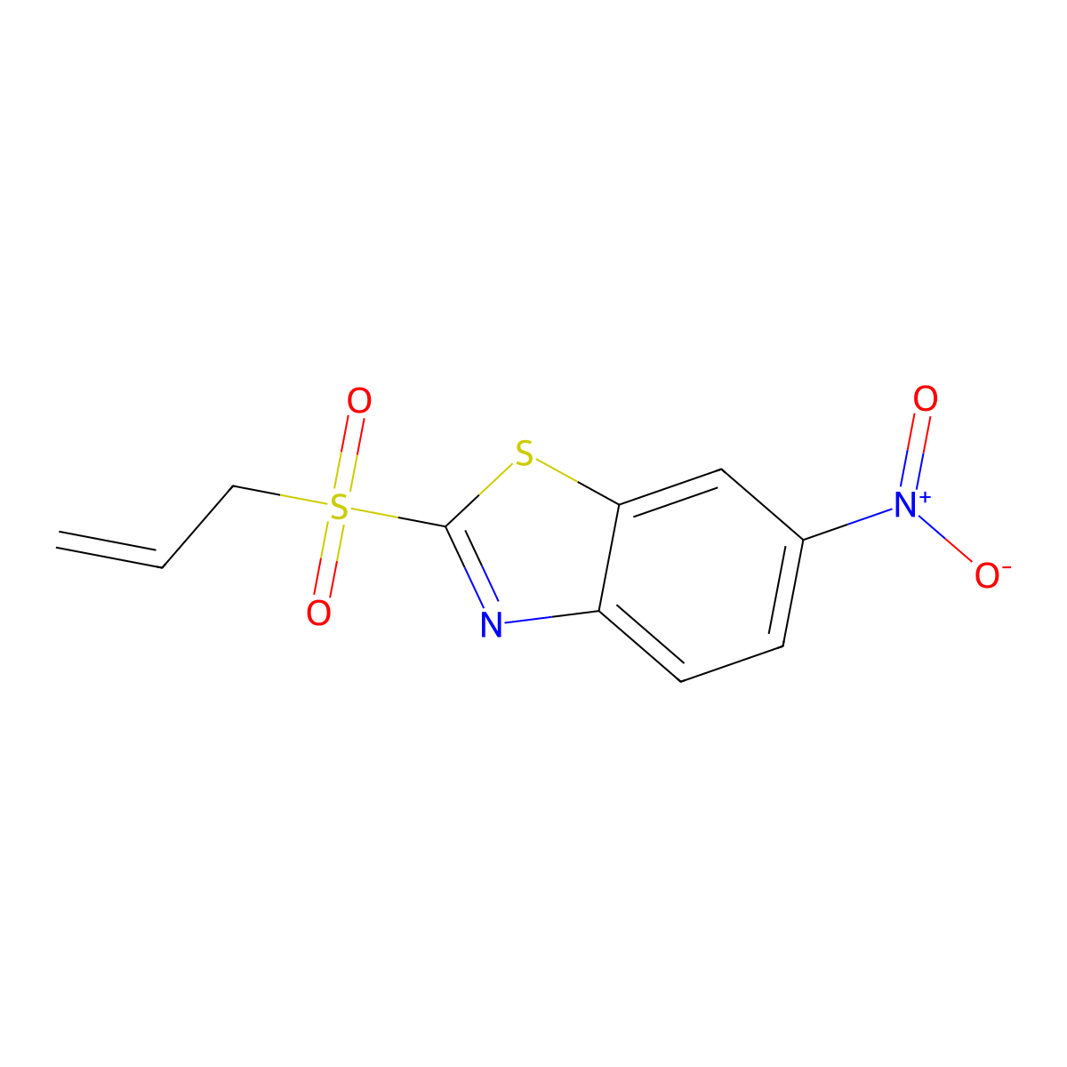 6-Nitro-2-(prop-2-ene-1-sulfonyl)-1,3-benzothiazole molecular structure, CAS 76151-62-7