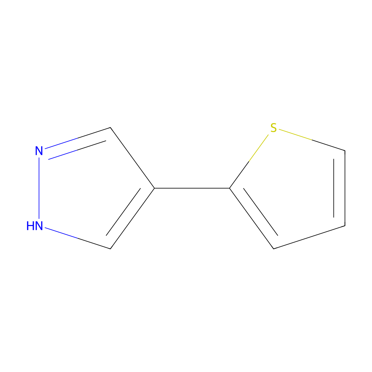 4-(thiophen-2-yl)-1H-pyrazole molecular structure, CAS 76153-66-7