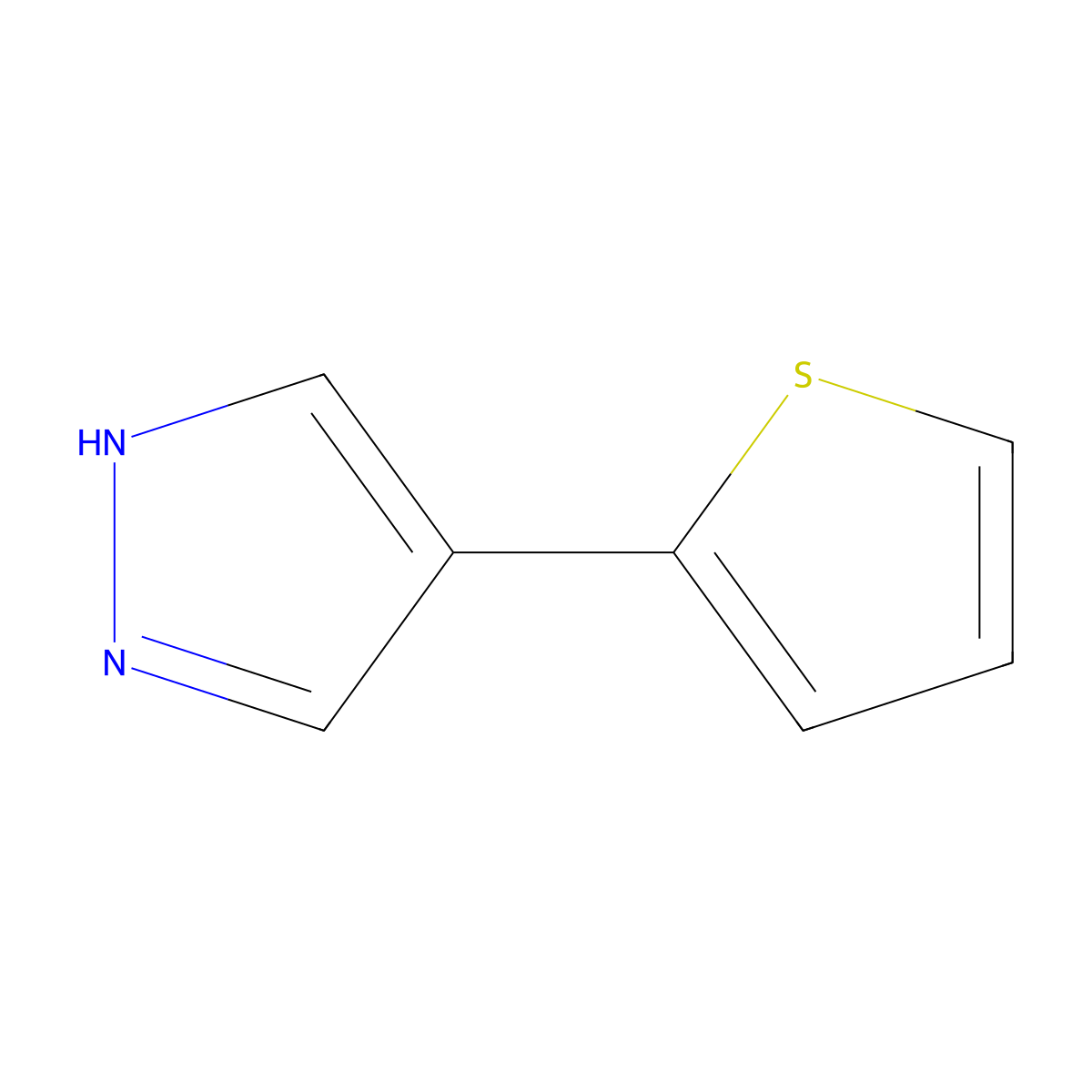4-(thiophen-2-yl)-1H-pyrazole molecular structure, CAS 76153-66-7
