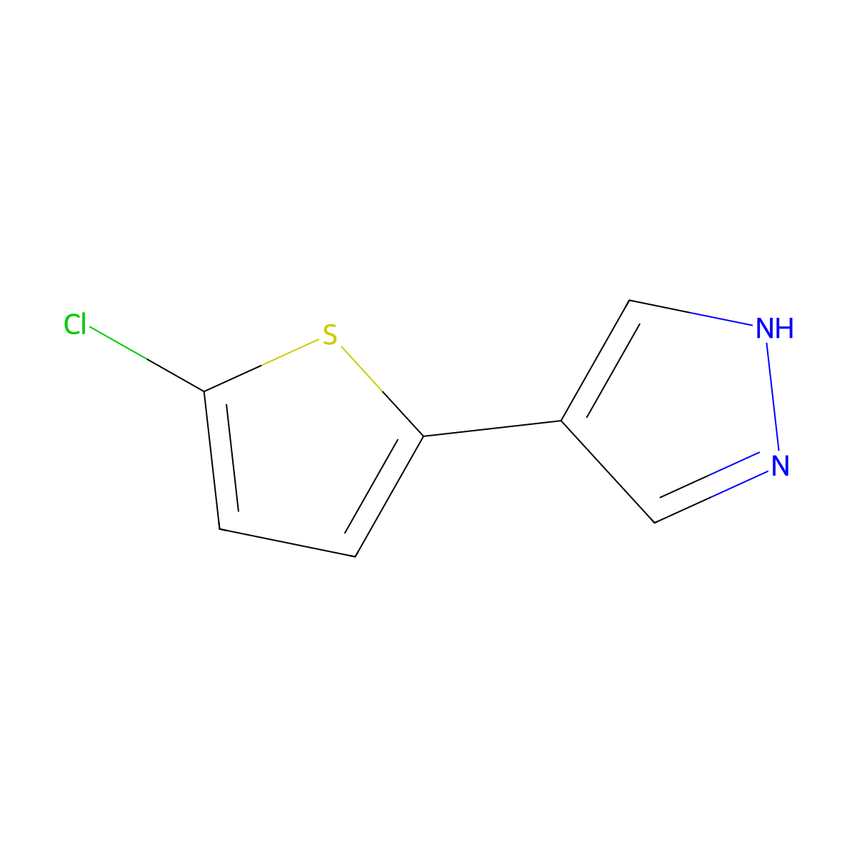 4-(5-chlorothiophen-2-yl)-1H-pyrazole molecular structure, CAS 76153-69-0