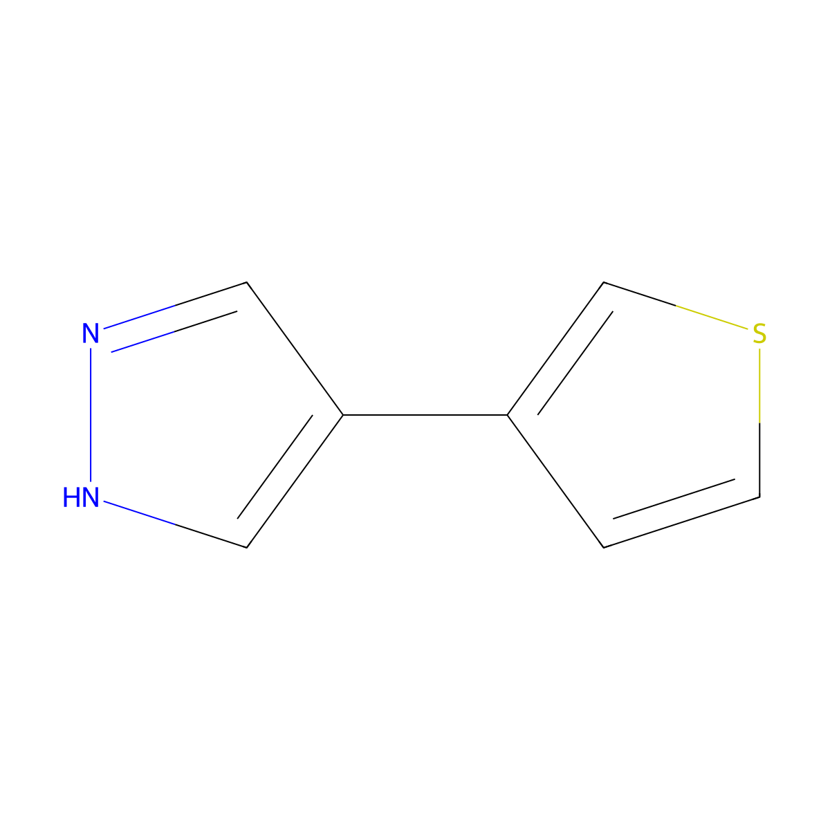 4-(thiophen-3-yl)-1H-pyrazole molecular structure, CAS 76153-71-4