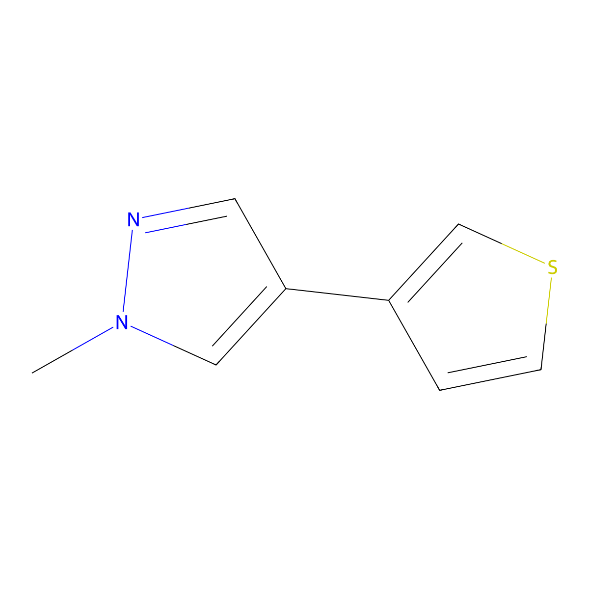 1-methyl-4-thien-3-yl-1H-pyrazole molecular structure, CAS 76153-72-5