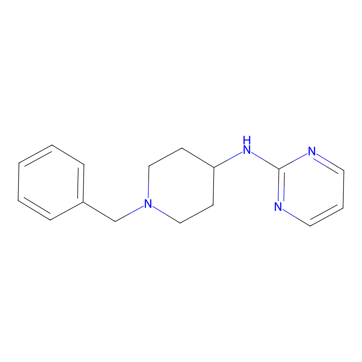 Pyrimidine, 2-((1-benzyl-4-piperidyl)amino)- molecular structure, CAS 76167-42-5