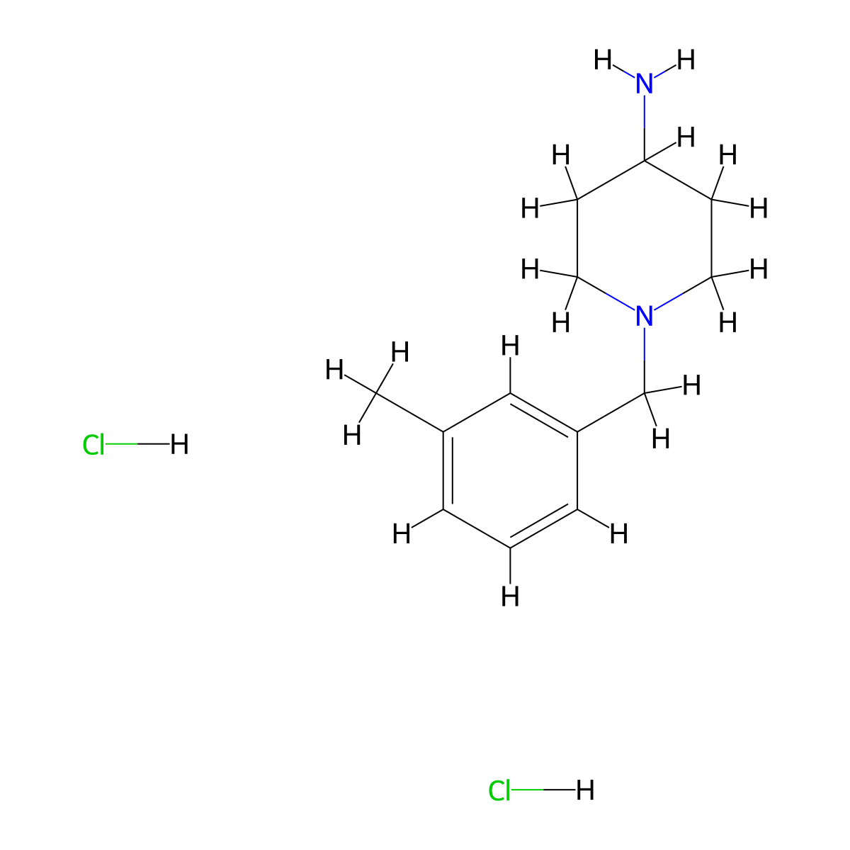 1-[(3-Methylphenyl)methyl]piperidin-4-amine dihydrochloride molecular structure, CAS 76167-56-1