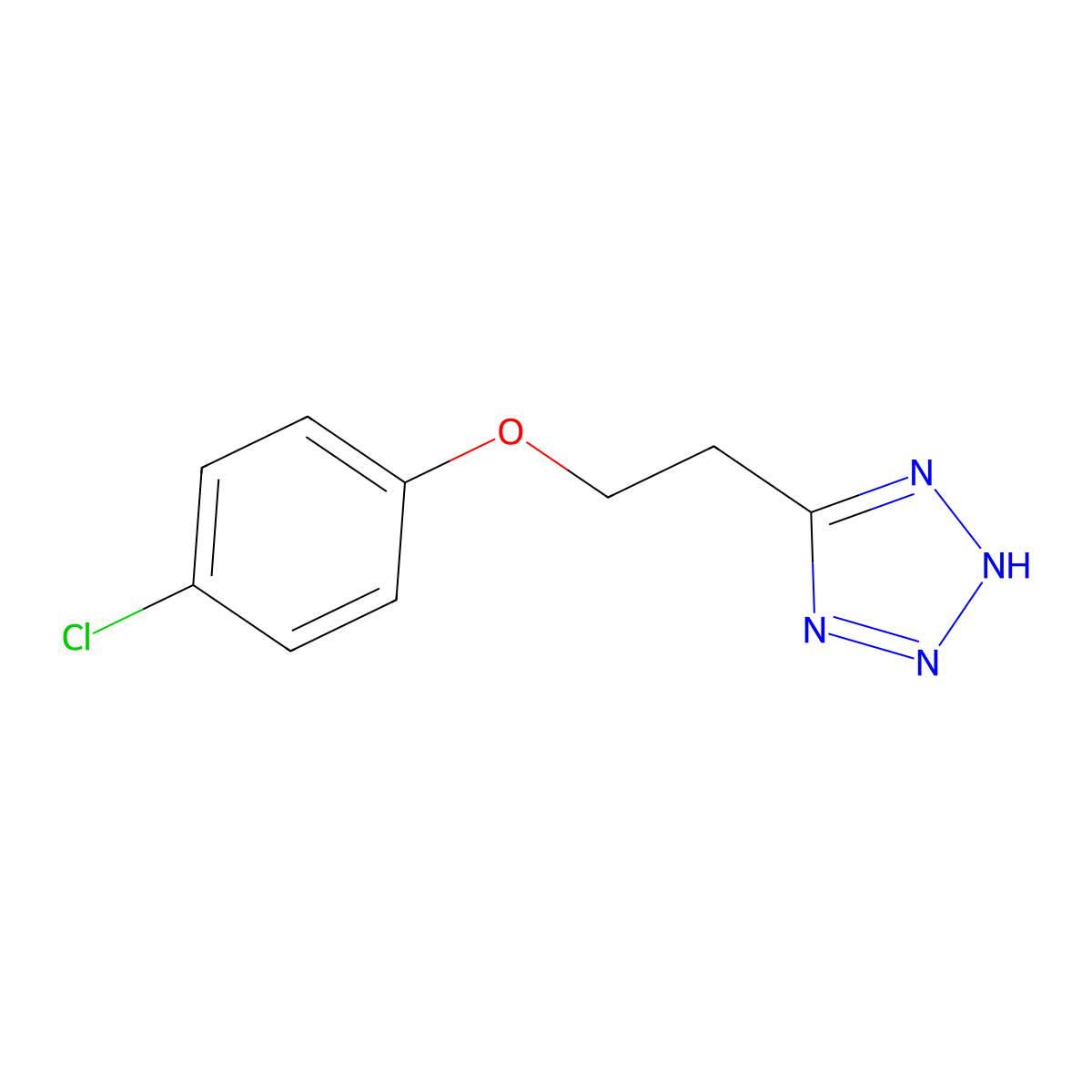 1H-Tetrazole, 5-(2-(4-chlorophenoxy)ethyl)- molecular structure, CAS 76167-89-0