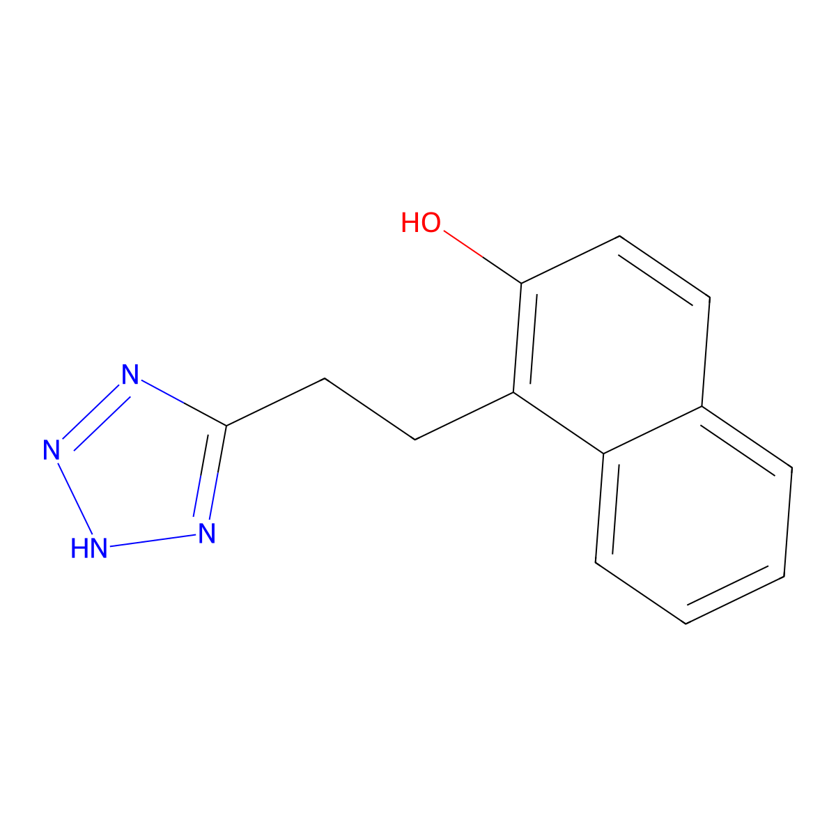 2-Naphthalenol, 1-(2-(1H-tetrazol-5-yl)ethyl)- molecular structure, CAS 76167-91-4