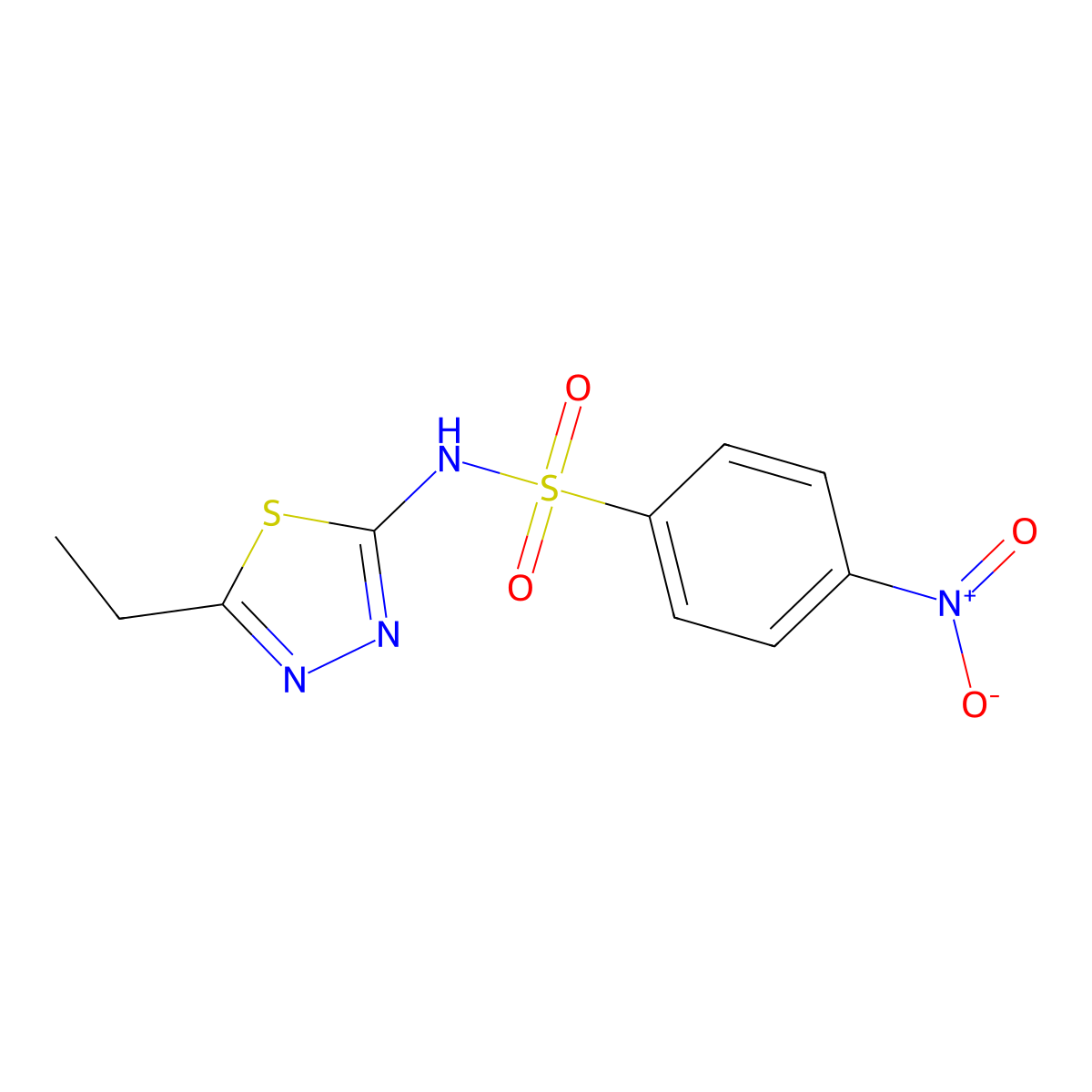 N-(5-ethyl-1,3,4-thiadiazol-2-yl)-4-nitrobenzenesulfonamide molecular structure, CAS 76170-72-4