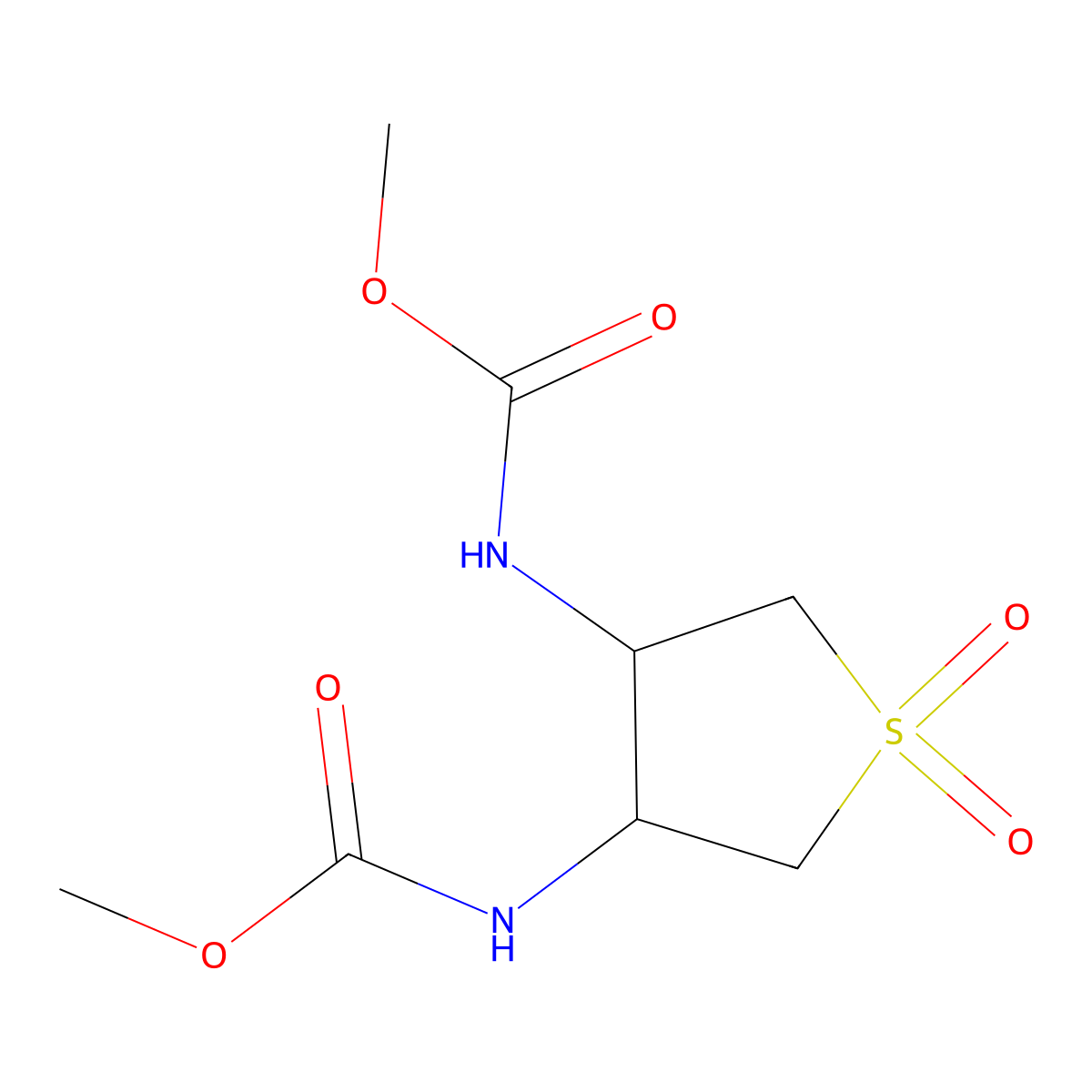 Dimethyl (1,1-dioxidotetrahydrothiene-3,4-diyl)biscarbamate molecular structure, CAS 76170-73-5