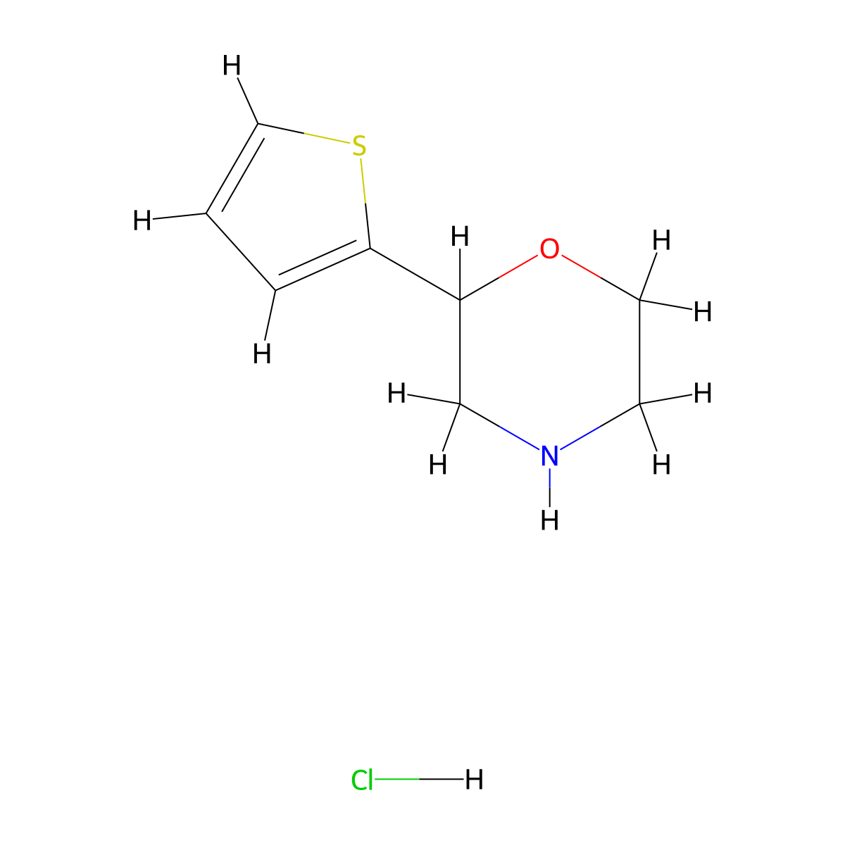 2-(Thiophen-2-yl)morpholine--hydrogen chloride (1/1) molecular structure, CAS 76175-45-6