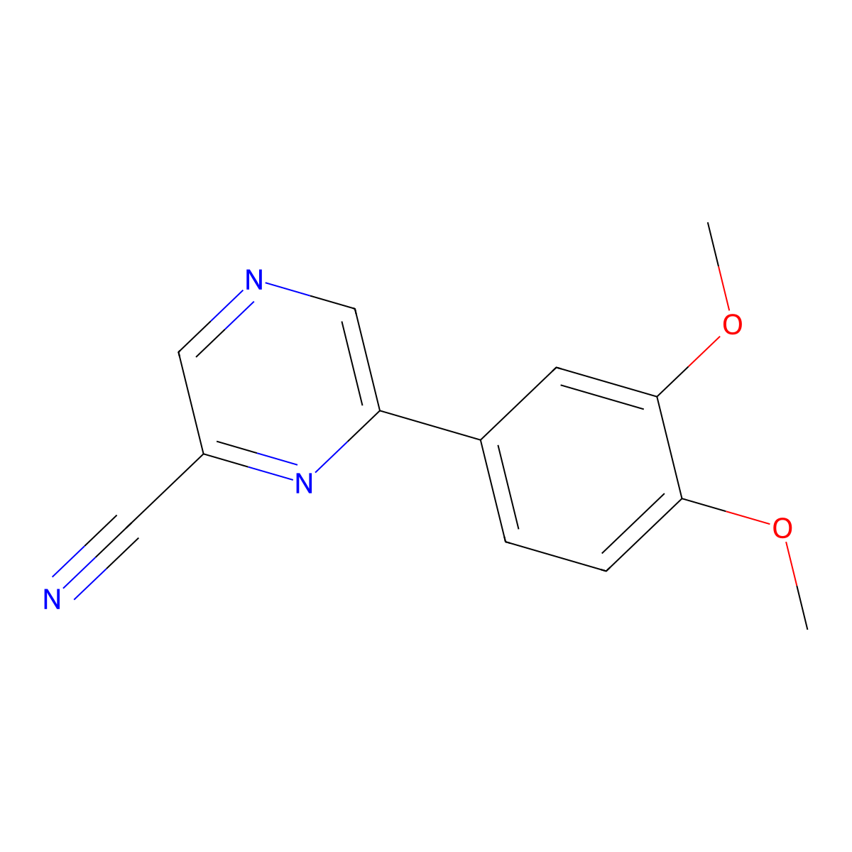 6-(3,4-Dimethoxyphenyl)pyrazine-2-carbonitrile molecular structure, CAS 76177-51-0