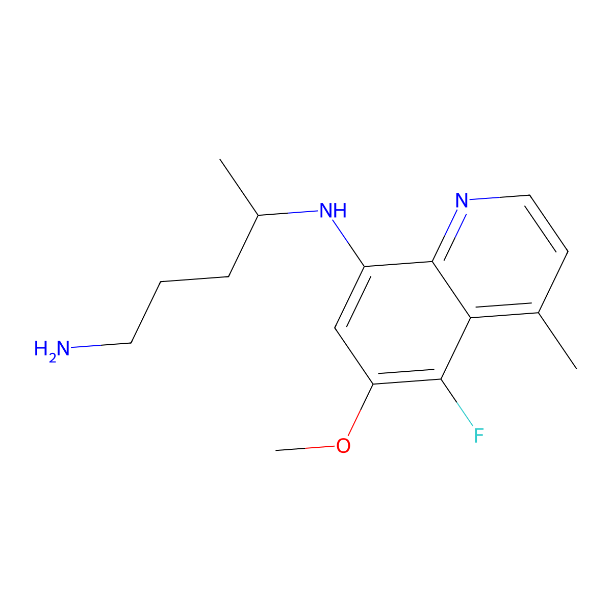 4-N-(5-fluoro-6-methoxy-4-methylquinolin-8-yl)pentane-1,4-diamine molecular structure, CAS 76185-42-7