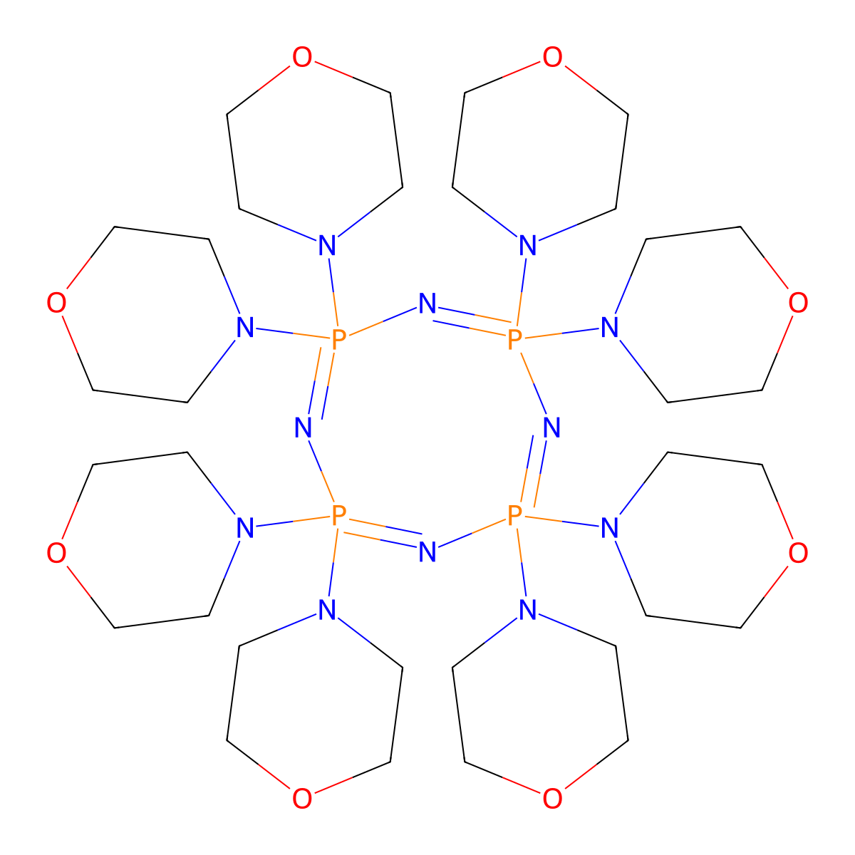 2,2,4,4,6,6,8,8-Octa(morpholin-4-yl)-1,3,5,7,2lambda~5~,4lambda~5~,6lambda~5~,8lambda~5~-tetrazatetraphosphocine molecular structure, CAS 76185-56-3