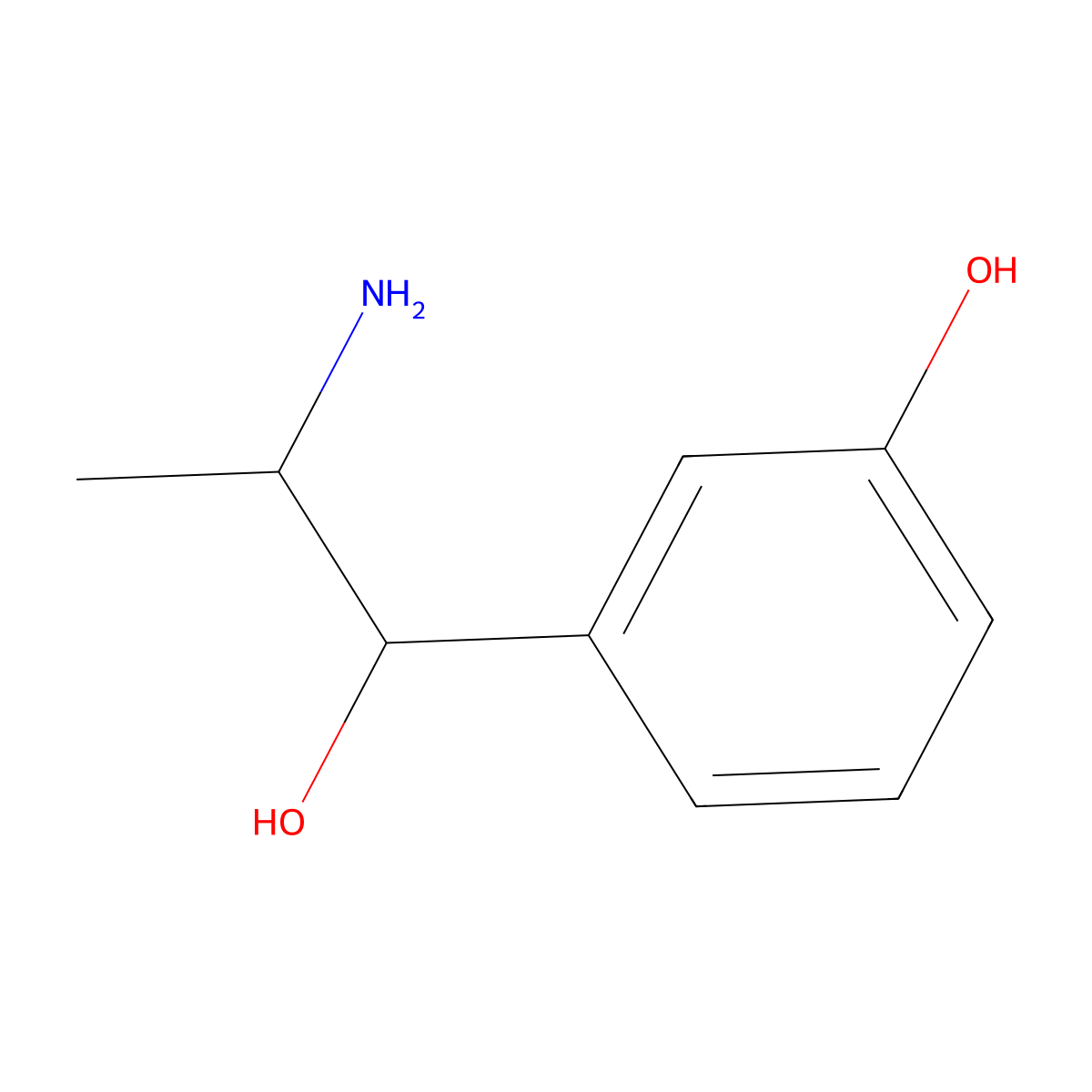 alpha-(1-Aminoethyl)-3-hydroxybenzenemethanol molecular structure, CAS 7619-17-2