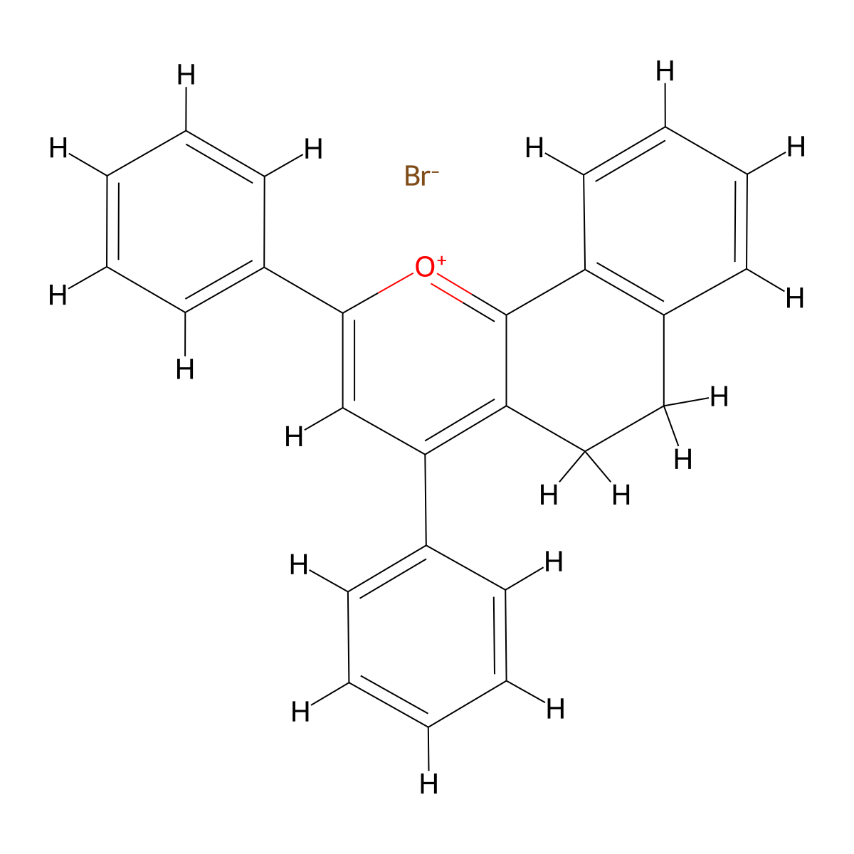 2,4-Diphenyl-5,6-dihydrobenzo[h]chromenium bromide molecular structure, CAS 76192-30-8