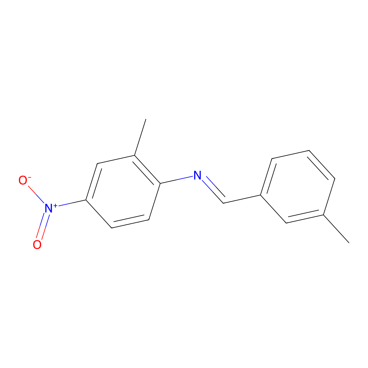 Benzenamine, 2-methyl-N-((3-methylphenyl)methylene)-4-nitro- molecular structure, CAS 76193-89-0