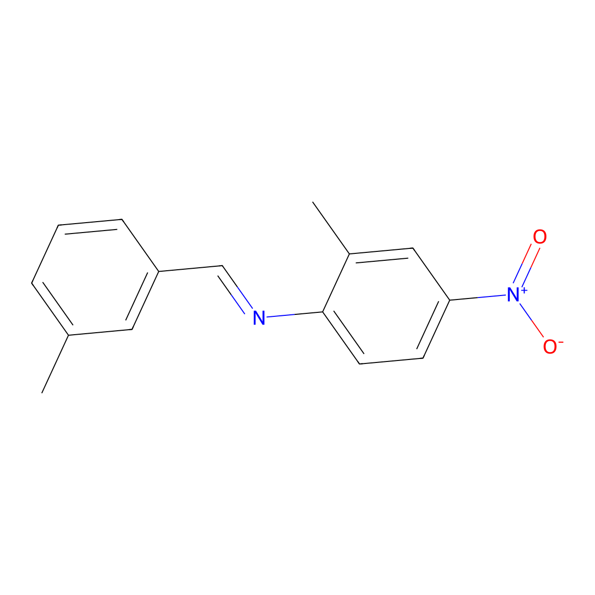 Benzenamine, 2-methyl-N-((3-methylphenyl)methylene)-4-nitro- molecular structure, CAS 76193-89-0