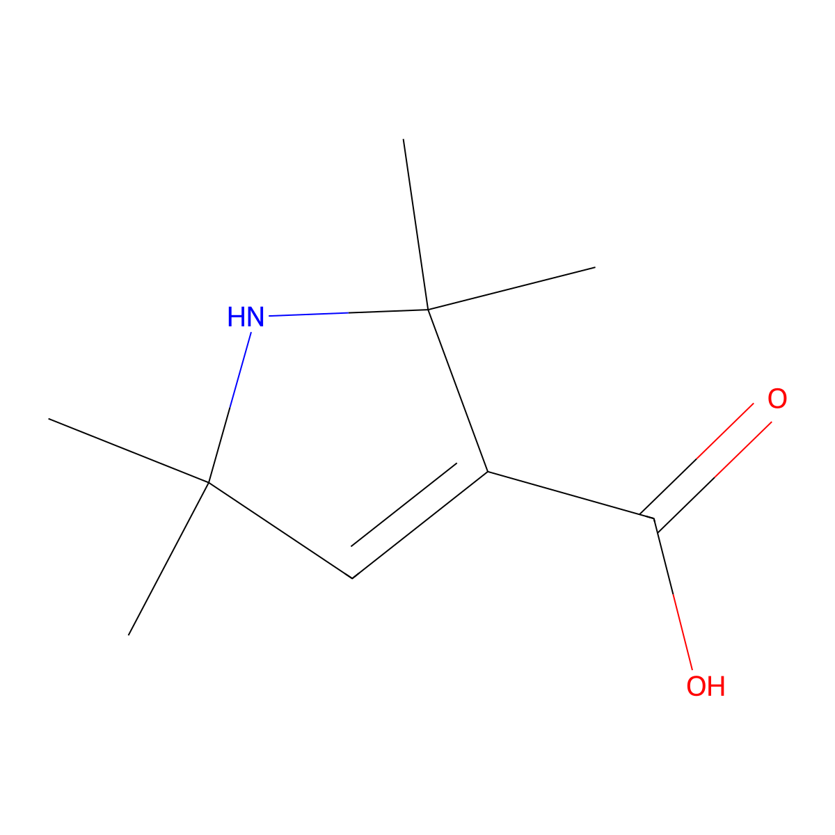 2,2,5,5-Tetramethyl-2,5-dihydro-1h-pyrrole-3-carboxylic acid molecular structure, CAS 76194-00-8
