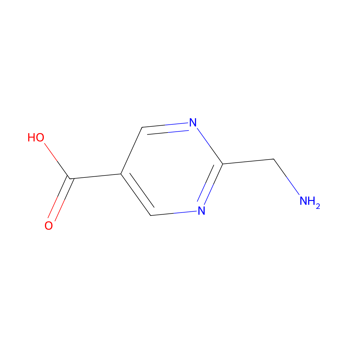 2-(Aminomethyl)pyrimidine-5-carboxylic acid molecular structure, CAS 76196-78-6