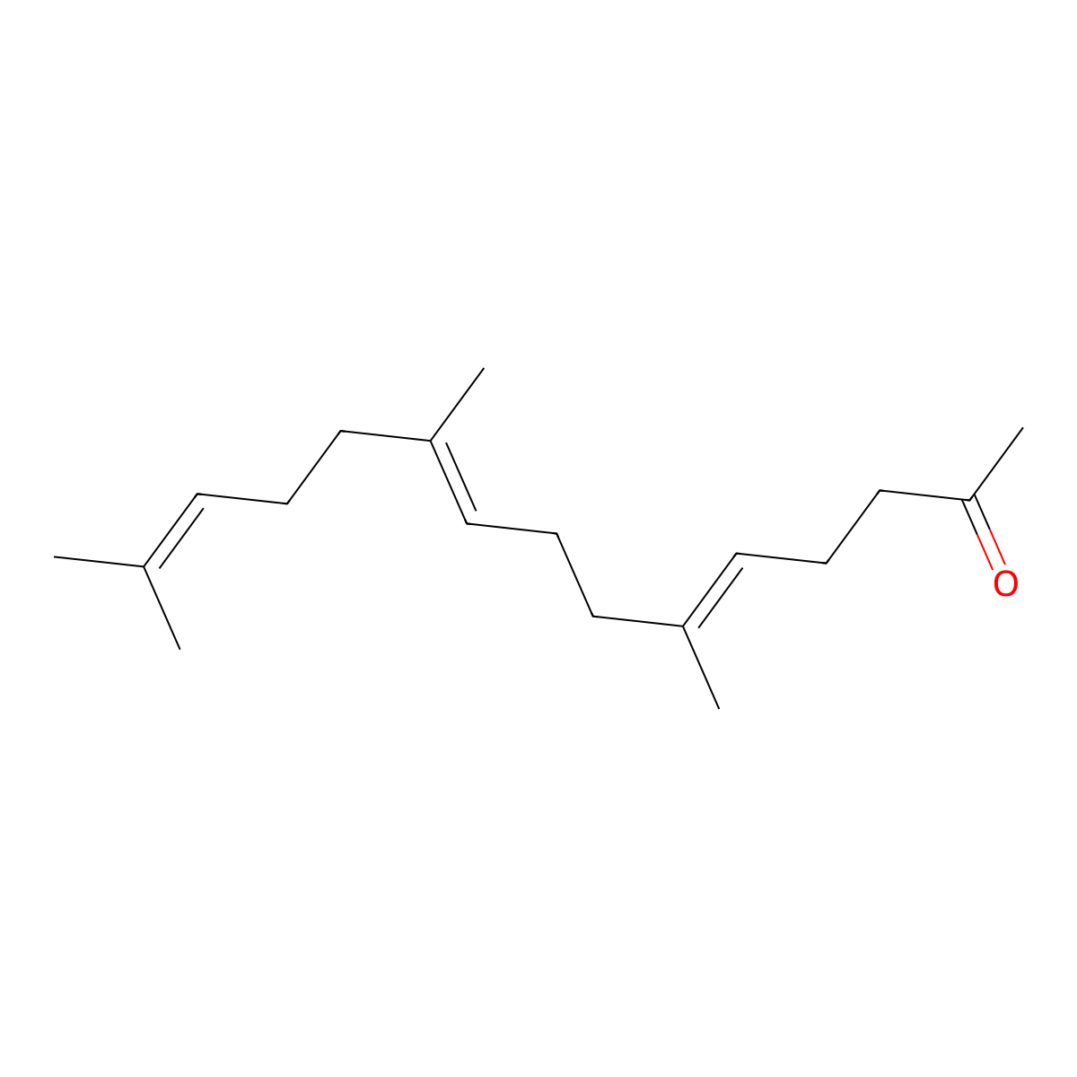 5,9,13-Pentadecatrien-2-one, 6,10,14-trimethyl- molecular structure, CAS 762-29-8