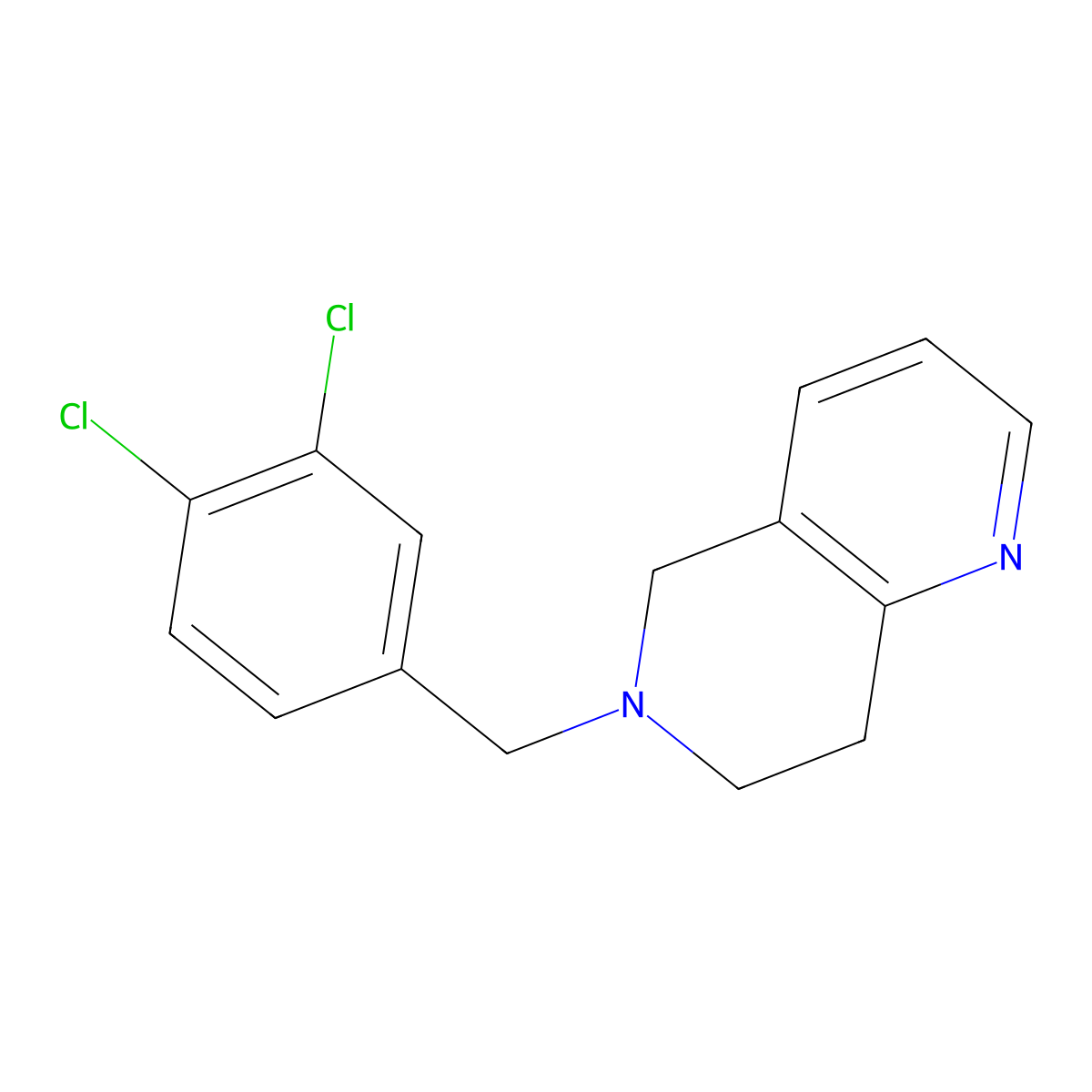 1,6-Naphthyridine, 5,6,7,8-tetrahydro-6-((3,4-dichlorophenyl)methyl)- molecular structure, CAS 76205-24-8
