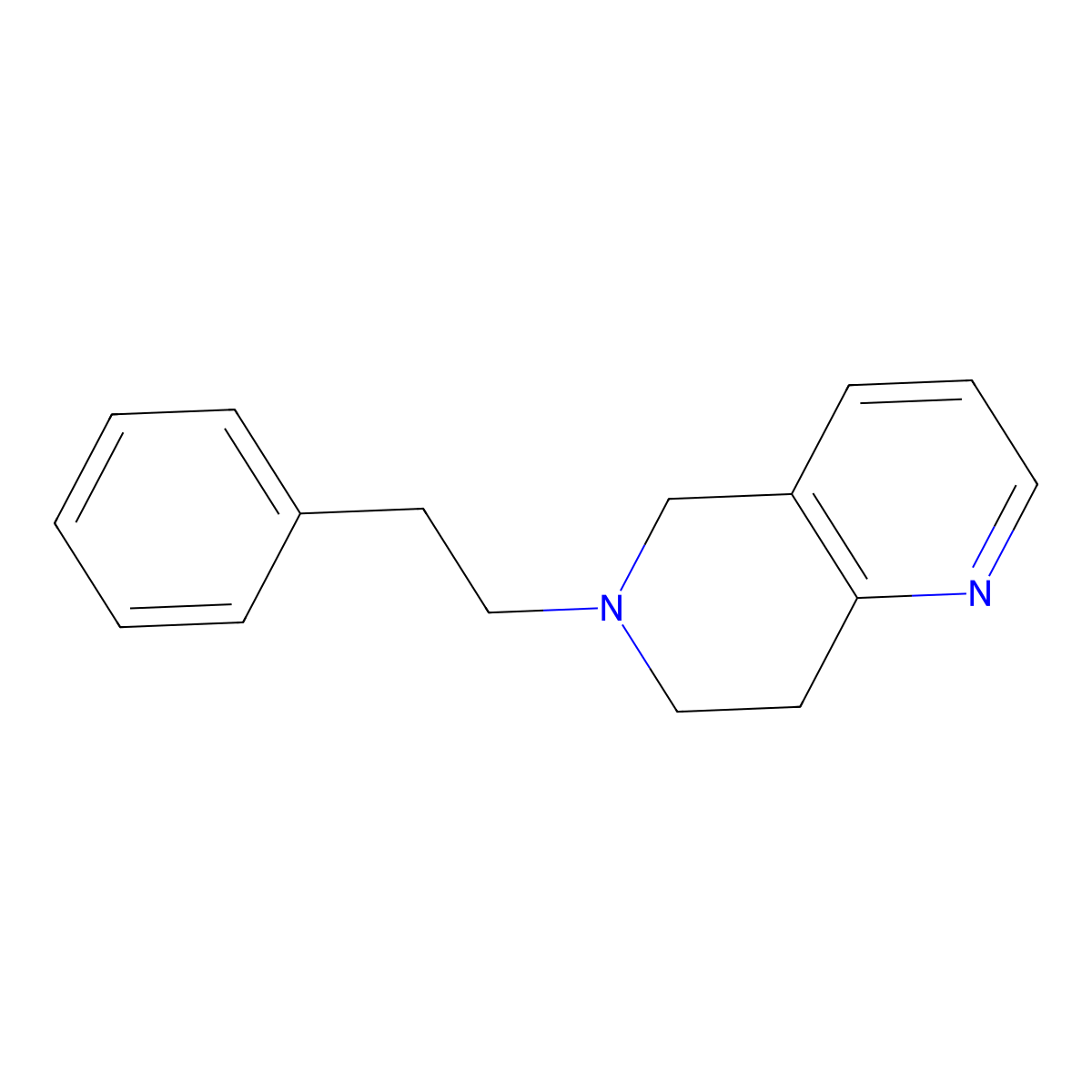 1,6-Naphthyridine, 5,6,7,8-tetrahydro-6-(2-phenylethyl)- molecular structure, CAS 76205-25-9
