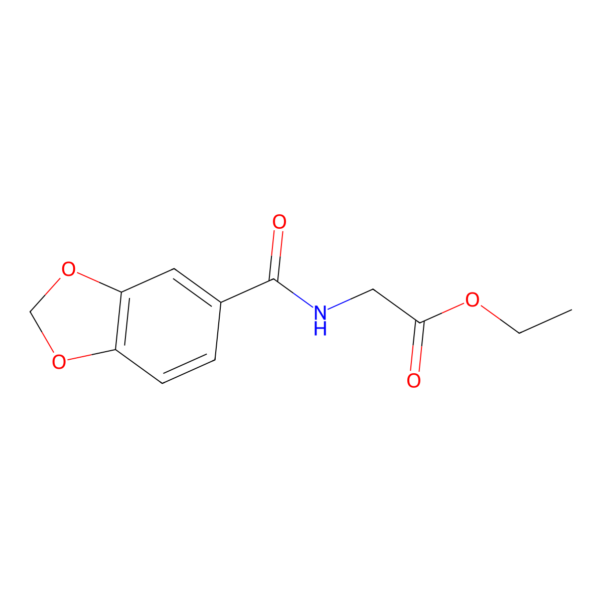 [(Benzo[1,3]dioxole-5-carbonyl)-amino]-acetic acid ethyl ester molecular structure, CAS 76208-96-3