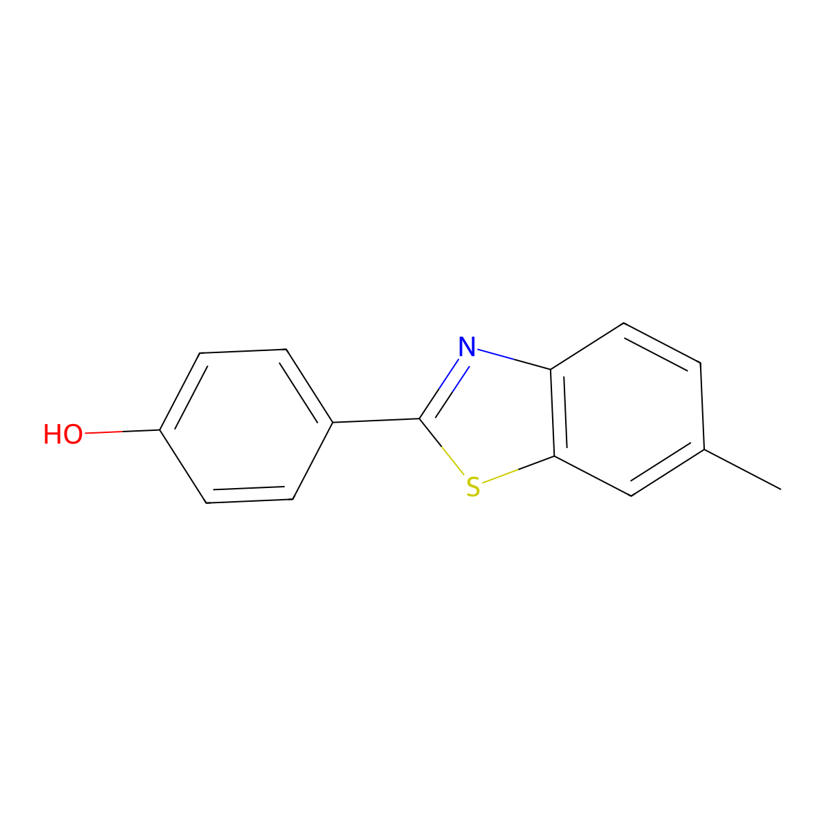 4-(6-Methyl-2-benzothiazolyl)phenol molecular structure, CAS 7621-87-6