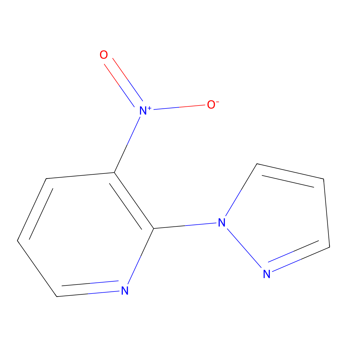 3-nitro-2-(1H-pyrazol-1-yl)pyridine molecular structure, CAS 76211-91-1