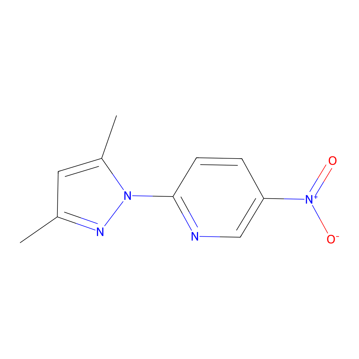 2-(3,5-dimethyl-1H-pyrazol-1-yl)-5-nitropyridine molecular structure, CAS 76211-92-2
